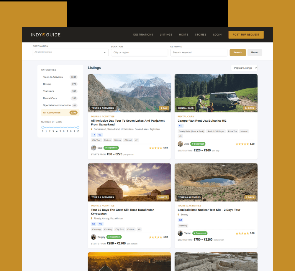 Destination Discovery & Listings