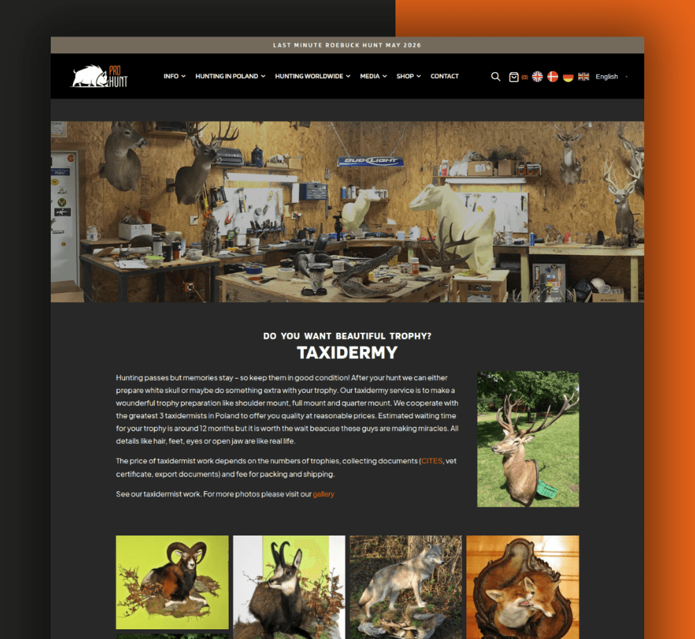 Taxidermy & Service Pages