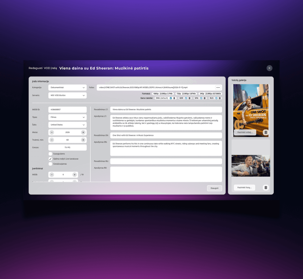 Full IPTV/VOD Content Management
