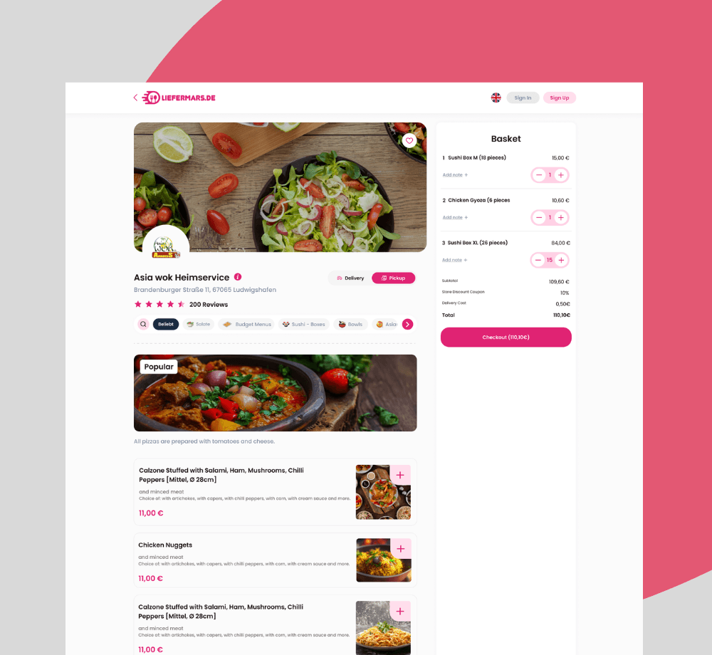 Restaurant Menu & Live Basket