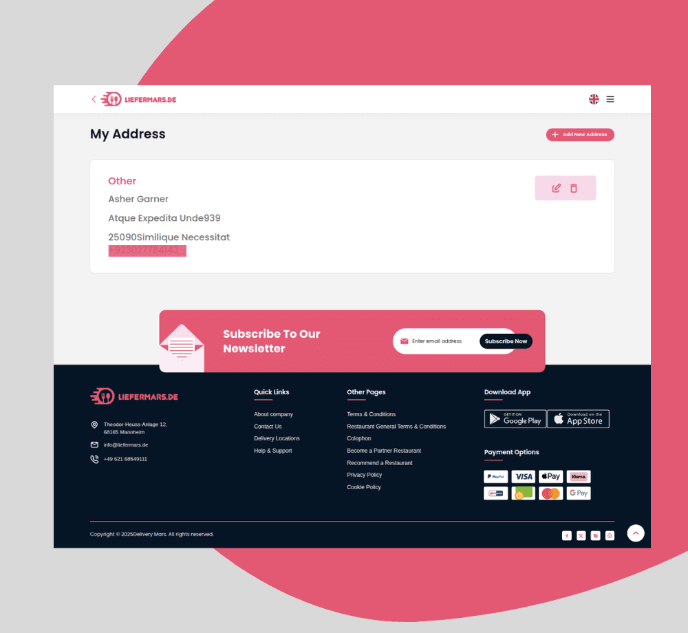 Customer Address & Profile Management